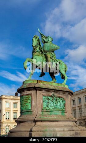 Statue of Godfrey of Bouillon, Place Royale, Brussels, Belgium, Europe Stock Photo
