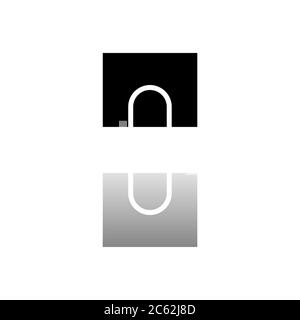 Tunnel. Black symbol on white background. Simple illustration. Flat Vector Icon. Mirror Reflection Shadow. Can be used in logo, web, mobile and UI UX Stock Vector