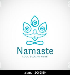 Yoga Namaste or Zen Meditation Abstract Vector Linear Style Sign, Symbol, Logo Template. Stock Vector