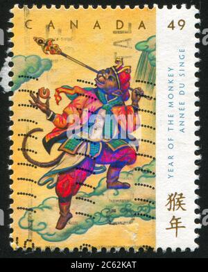 CANADA - CIRCA 2004: stamp printed by Canada, shows New Year 2004 (Year of the Monkey), circa 2004 Stock Photo