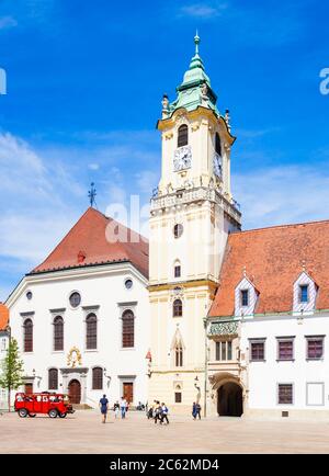 Bratislava Old Town Hall is a complex of buildings in the Old Town of Bratislava, Slovakia. Old Town Hall is the oldest city hall in the Slovakia. Stock Photo