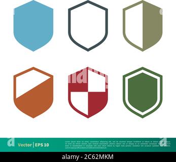 Set Colorful Shield Icon Vector Logo Template Illustration Design. Editable Vector EPS 10. Stock Vector