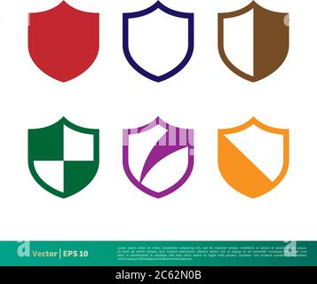 Set Colorful Shield Icon Vector Logo Template Illustration Design. Editable Vector EPS 10. Stock Vector