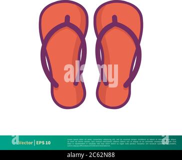 Slipper Sandal - Summer Icon Vector Logo Template Illustration Design. Editable Vector EPS 10. Stock Vector