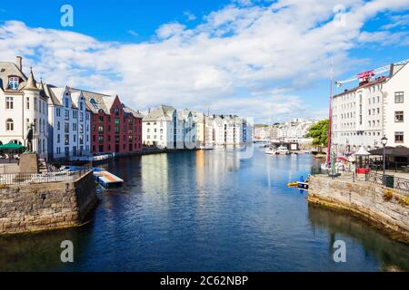 Alesund city centre. Alesund is a town and municipality in More og Romsdal county, Norway Stock Photo
