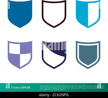 Set Colorful Shield Icon Vector Logo Template Illustration Design. Editable Vector EPS 10. Stock Vector