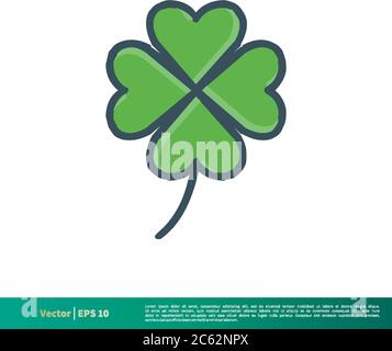 Four Leaves St. Patrick Day Icon Vector Logo Template Illustration Design. Editable Vector EPS 10. Stock Vector