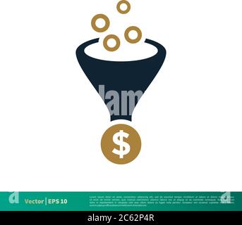 Funnel, Filter and Money Icon Vector Logo Template Illustration Design. Editable Vector EPS 10. Stock Vector
