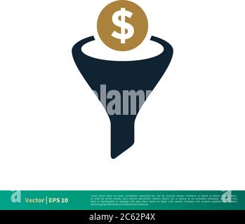 Funnel, Filter and Money Icon Vector Logo Template Illustration Design. Editable Vector EPS 10. Stock Vector