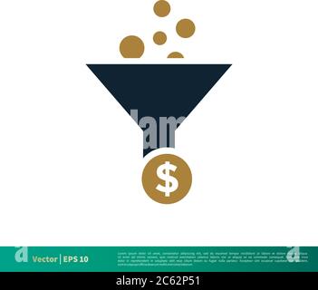 Funnel, Filter and Money Icon Vector Logo Template Illustration Design. Editable Vector EPS 10. Stock Vector