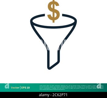Funnel, Filter and Money Icon Vector Logo Template Illustration Design. Editable Vector EPS 10. Stock Vector