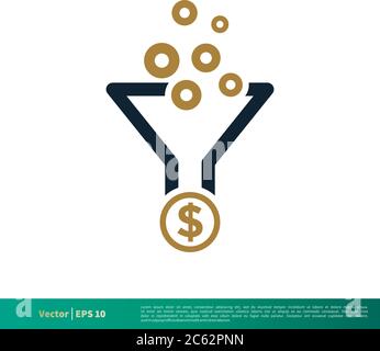 Funnel, Filter and Money Icon Vector Logo Template Illustration Design. Editable Vector EPS 10. Stock Vector
