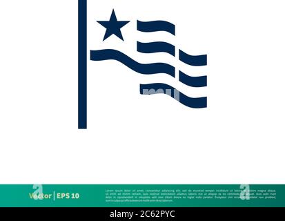 American Flag Icon Vector Logo Template. Editable Vector EPS 10. Stock Vector