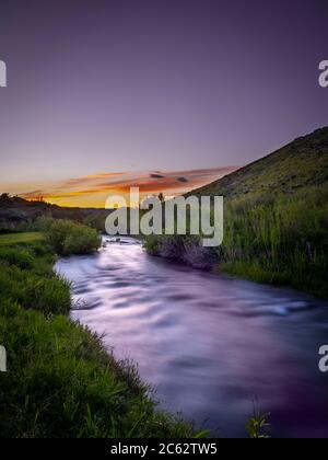 Small stream at sunset, Park City Utah, USA Stock Photo