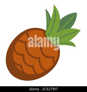 Pineapple with leaves, tropical fruit flora with leaf Stock Vector