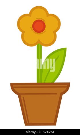 Flower growing in pot, flourishing of potted flower Stock Vector