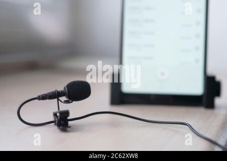 lavalier microphone close-up Stock Photo