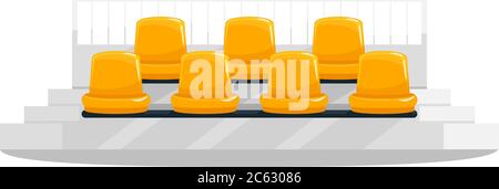 Yellow stadium seats semi flat RGB color vector illustration Stock Vector