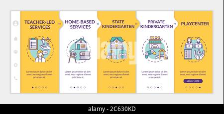 Preschool center types onboarding vector template Stock Vector