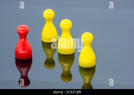 Against All Odds- One game piece facing the opposing side alone Stock Photo