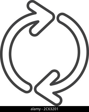 two round arrows icon over white background, line style, vector ...