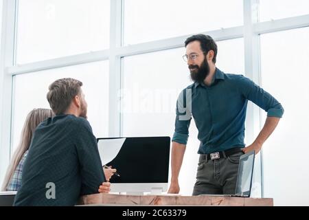 business team studying business documentation in the workplace Stock Photo