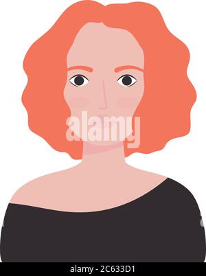avatar woman with cool hairstyle over white background, flat style, vector illustration Stock Vector