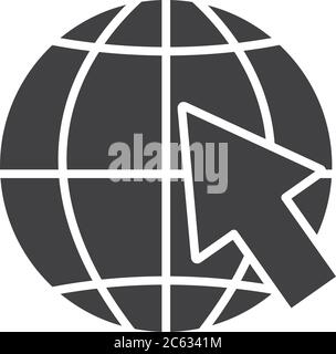 global sphere with cursor silhouette style icon design, Education ...