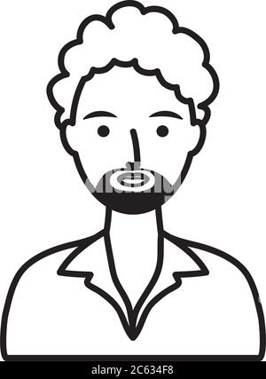 cartoon man with afro hairstyle over white background, vector ...