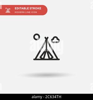 Camping Simple vector icon. Illustration symbol design template for web mobile UI element. Perfect color modern pictogram on editable stroke. Camping Stock Vector