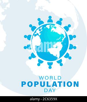 World Population Day, blue Earth globe, poster, template for projects and presentation, vector illustration Stock Vector