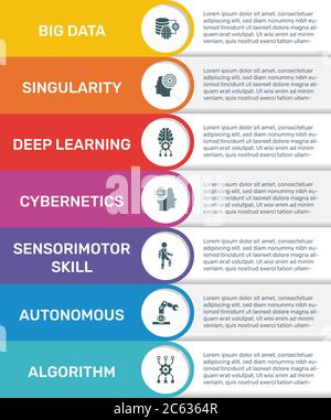 Vector Infographic banner template Artificial Intelligence. Modern flat color design. Can be used for process diagram, presentations, workflow, banner Stock Vector
