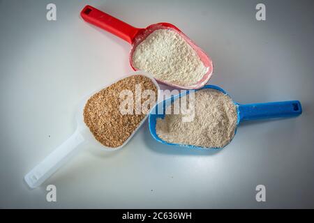 Shovels with different types of flour Stock Photo