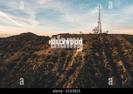 Circa November 2019: Famous Hollywood Sign in Mount Lee in Los Angeles, California HQ Stock Photo