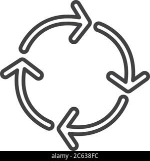 circle arrows icon over white background, line style, vector ...