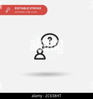 Doubt man line icon concept. Doubt man flat vector symbol, sign ...