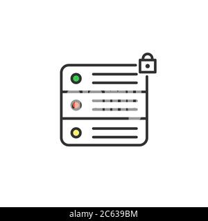 Linear Server lock icon. Network Equipment Icon. Network Router, Switch, Server Stock vector illustration isolated on white background. Stock Vector