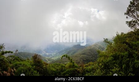 View of the misty mountains in Minas Gerais, Brazil Stock Photo