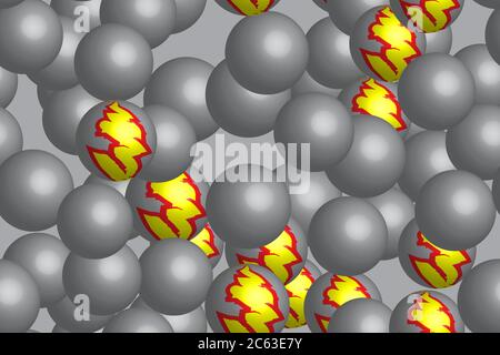 Abstract Gray Yellow Balls 3D Seamless Illustration Stock Vector