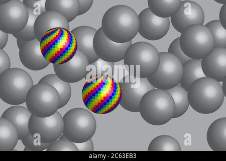 Abstract Gray Rainbow Balls 3D Seamless Illustration Stock Vector
