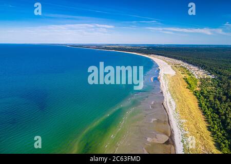 Baltic sea, Germany, Mecklenburg-Western Pomerania, Darß, Prerow, aeriel view of seaside