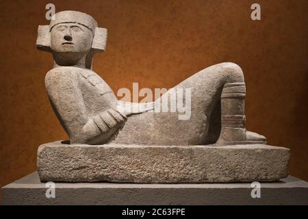 Pre-Columbian mesoamerican stone statue known as Chac-Mool Stock Photo