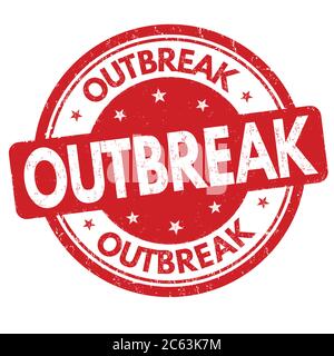 Outbreak sign or stamp on white background, vector illustration Stock Vector