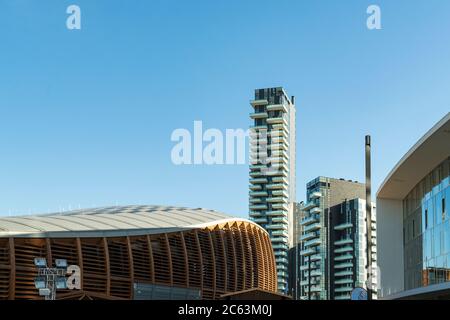 UniCredit Pavilion at the business district with towers in the background in Milan Stock Photo