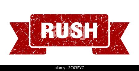 rush ribbon. rush grunge band sign. rush banner Stock Vector