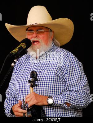 06 July 2020 - Country music and southern rock legend Charlie Daniels has passed away after suffering a stroke. The Grand Ole Opry member and Country Music Hall of Famer was 83. File Photo: 18 July 2010 - Morristown, Ohio - Charlie Daniels performs at ''Jamboree In The Hills 2010'' also known as the ''Super Bowl of Country Music' (Credit Image: © Kelly Blecher/AdMedia via ZUMA Wire) Stock Photo