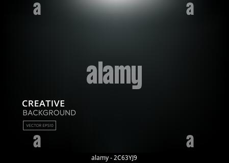 Dark smooth gradient black background with white light shining from above Stock Vector
