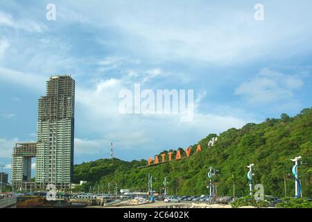 Pattaya city alphabet on the mountain, Pattaya  Thailand Stock Photo