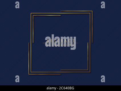 Abstract pattern background frame square gold metallic design blue color tone. vector illustration. Stock Vector