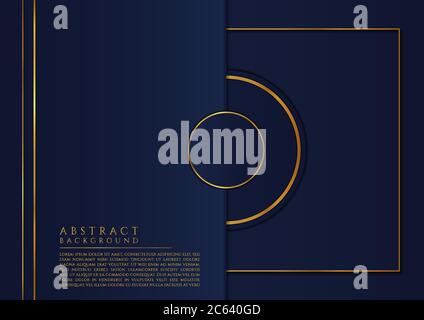 Luxury background abstract design overlap layer circle shape gold metallic and dark blue color. vector illustration. Stock Vector